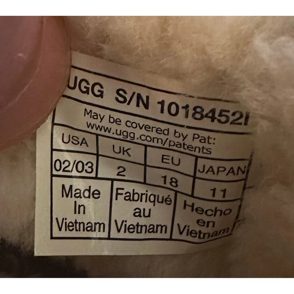 UGG Australia Baby Girls Brown Sheepskin Boots‎ Pink Bows Size 2 EU 18
